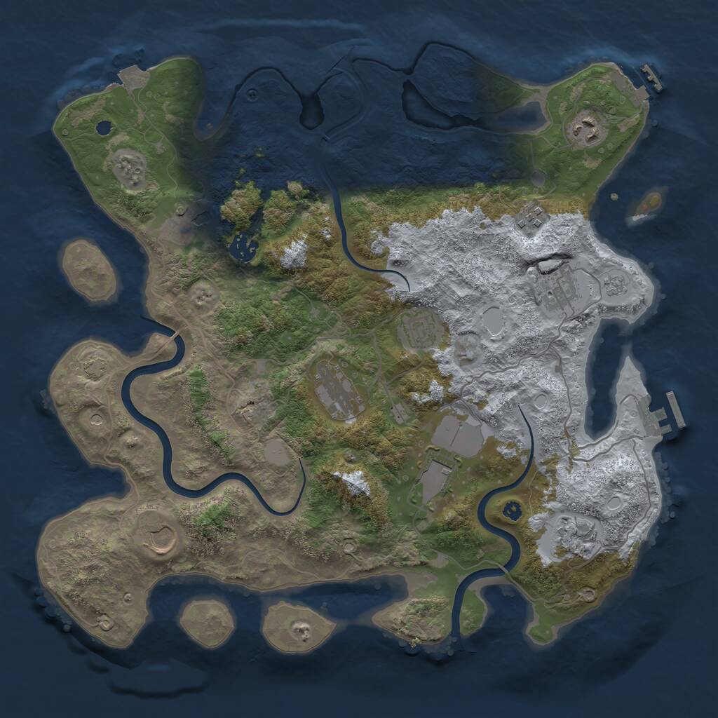 Rust Map: Procedural Map, Size: 3850, Seed: 53, 16 Monuments