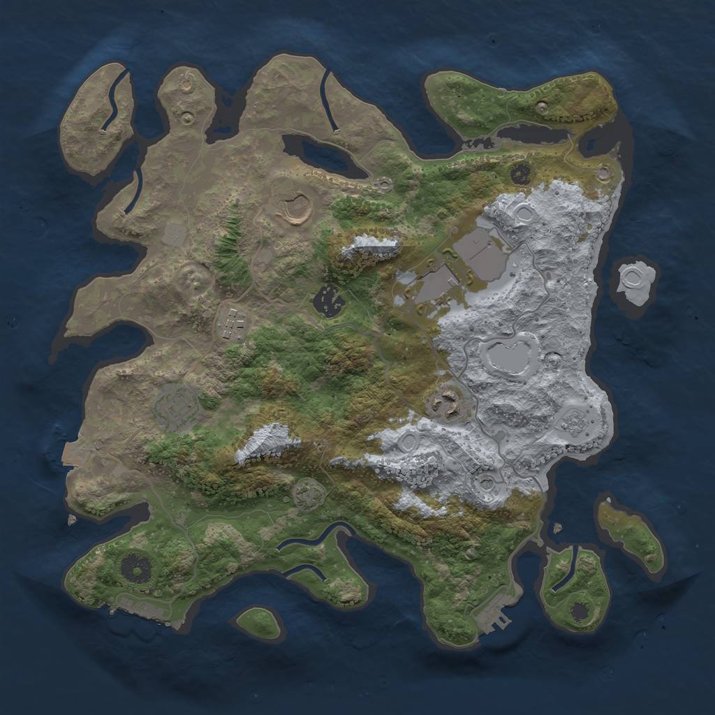 Rust Map: Procedural Map, Size: 3500, Seed: 243001808, 14 Monuments