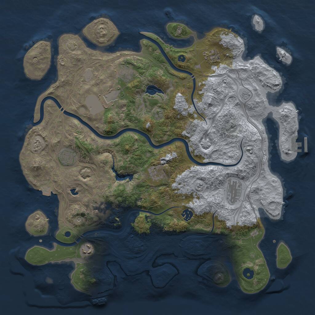 Rust Map: Procedural Map, Size: 4250, Seed: 726512940, 16 Monuments