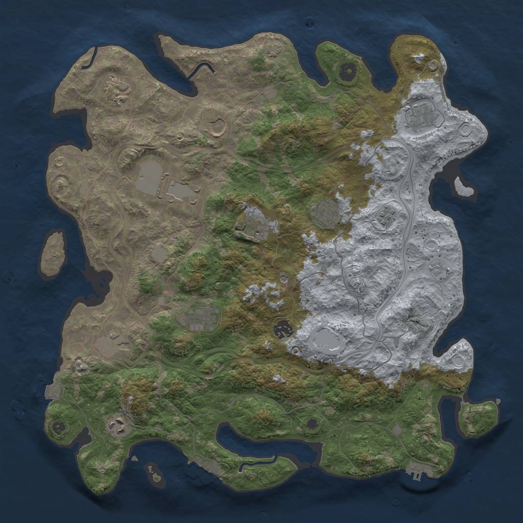 Rust Map: Procedural Map, Size: 4250, Seed: 838820687, 19 Monuments