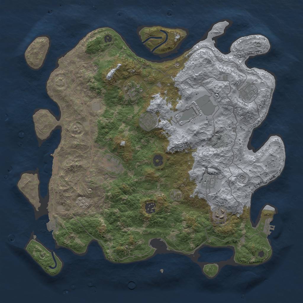 Rust Map: Procedural Map, Size: 4000, Seed: 20504268, 17 Monuments