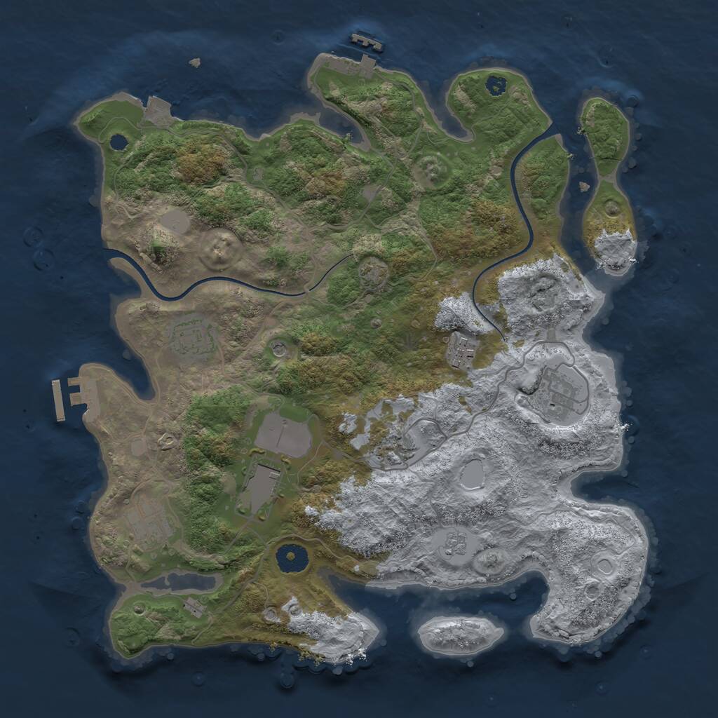Rust Map: Procedural Map, Size: 3500, Seed: 1035759231, 12 Monuments