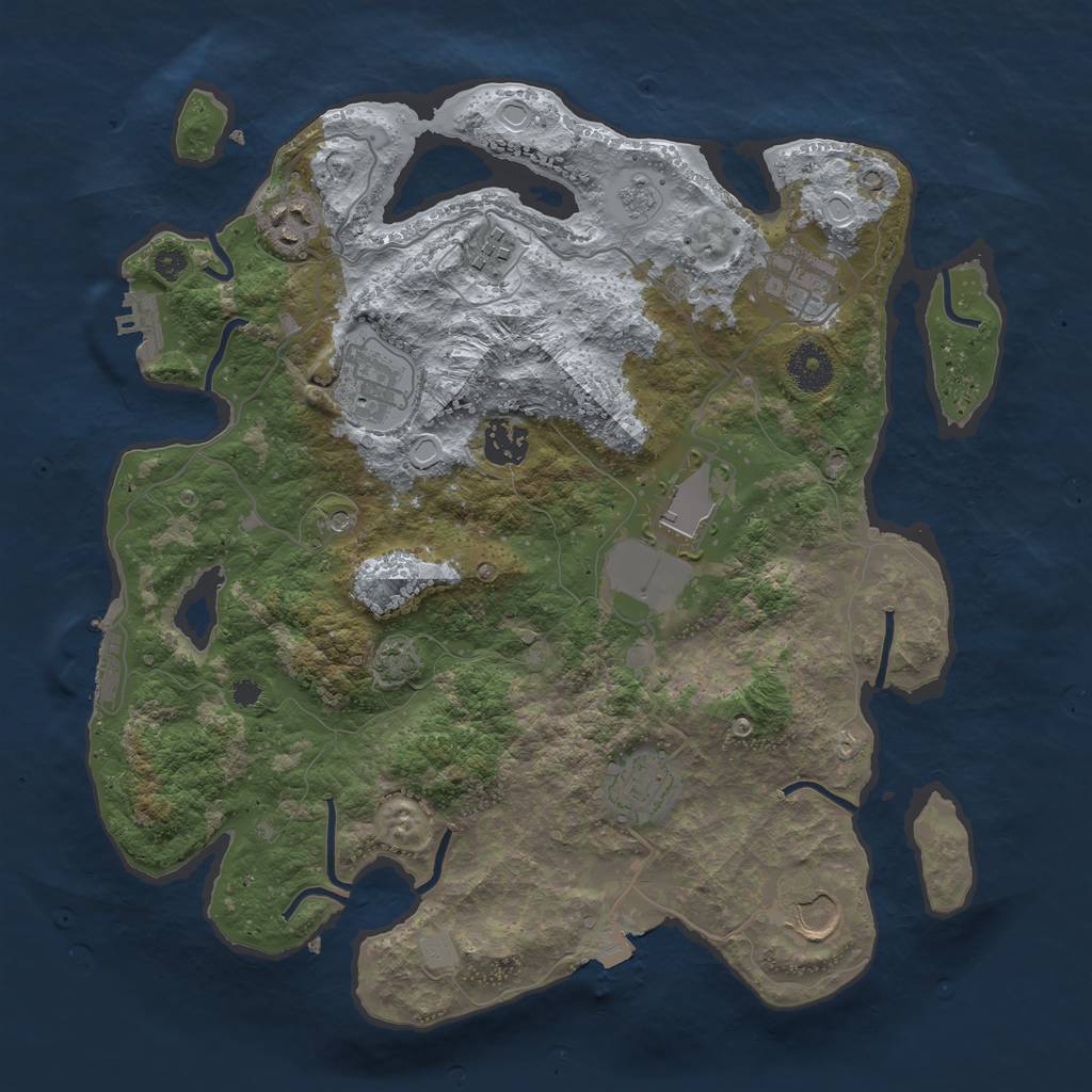 Rust Map: Procedural Map, Size: 3500, Seed: 7560183, 16 Monuments
