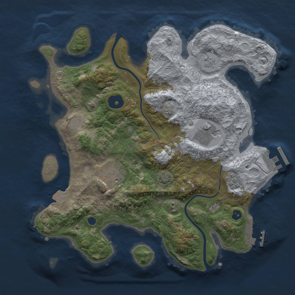 Rust Map: Procedural Map, Size: 3000, Seed: 108000508, 8 Monuments