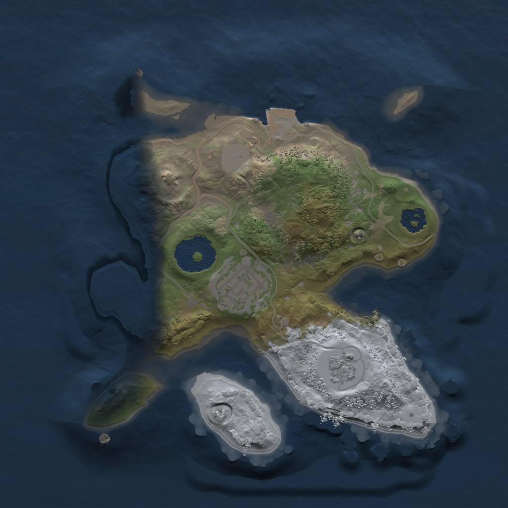 Rust Map: Procedural Map, Size: 2000, Seed: 69645, 3 Monuments