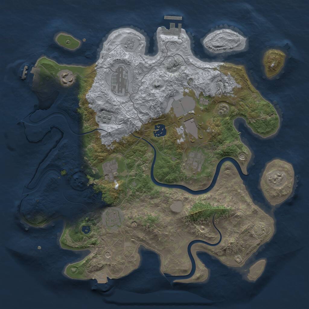 Rust Map: Procedural Map, Size: 3500, Seed: 104439297, 15 Monuments