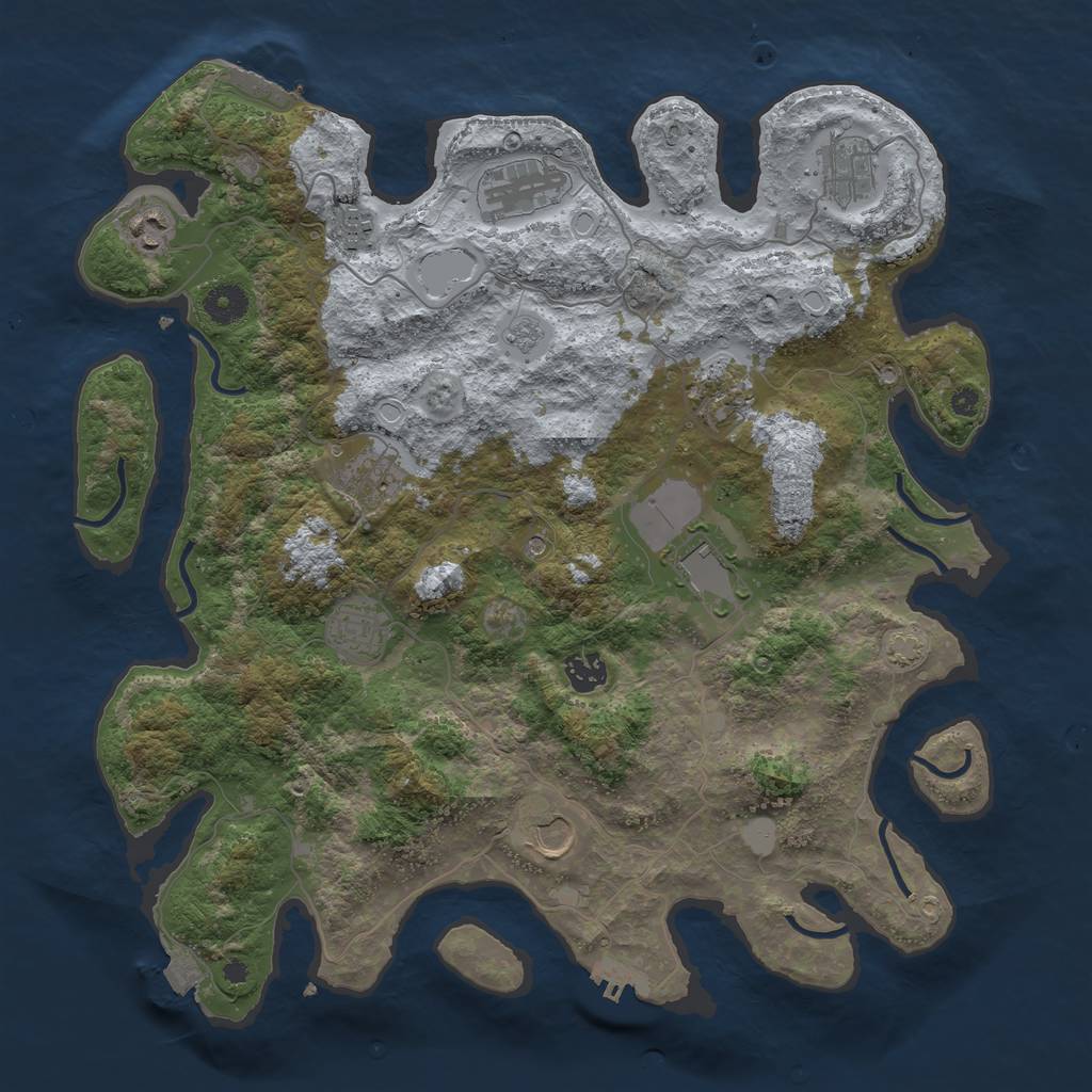 Rust Map: Procedural Map, Size: 3950, Seed: 615047380, 18 Monuments