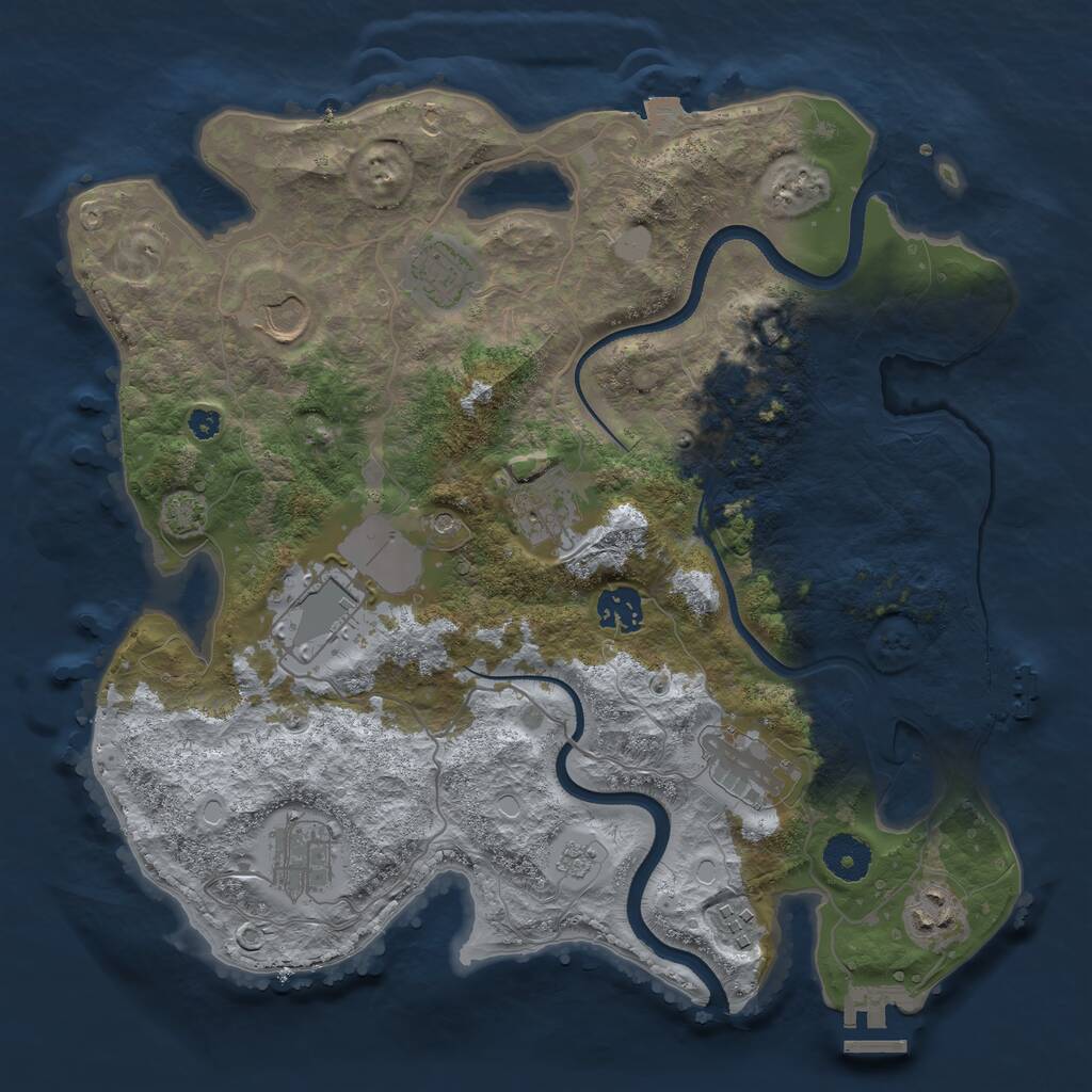 Rust Map: Procedural Map, Size: 3500, Seed: 129558953, 15 Monuments