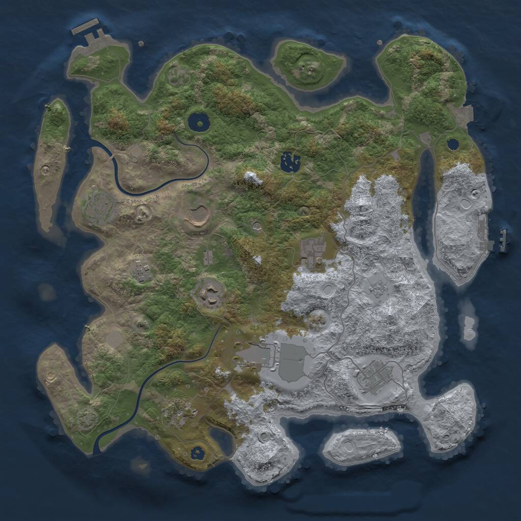 Rust Map: Procedural Map, Size: 3700, Seed: 1127002295, 15 Monuments