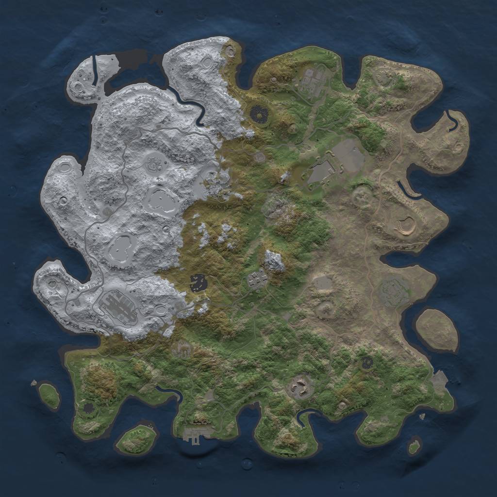 Rust Map: Procedural Map, Size: 4000, Seed: 1101458277, 16 Monuments