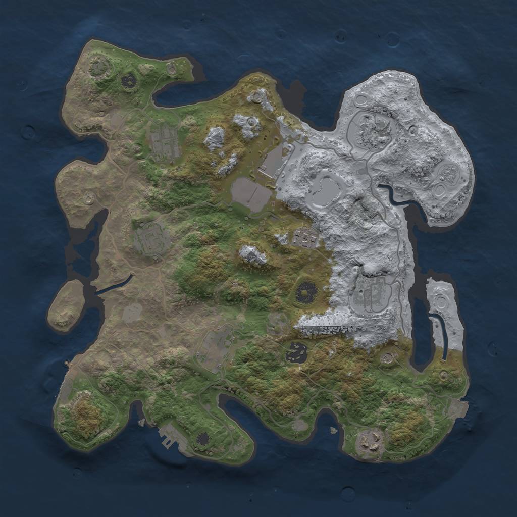 Rust Map: Procedural Map, Size: 3500, Seed: 827550657, 17 Monuments