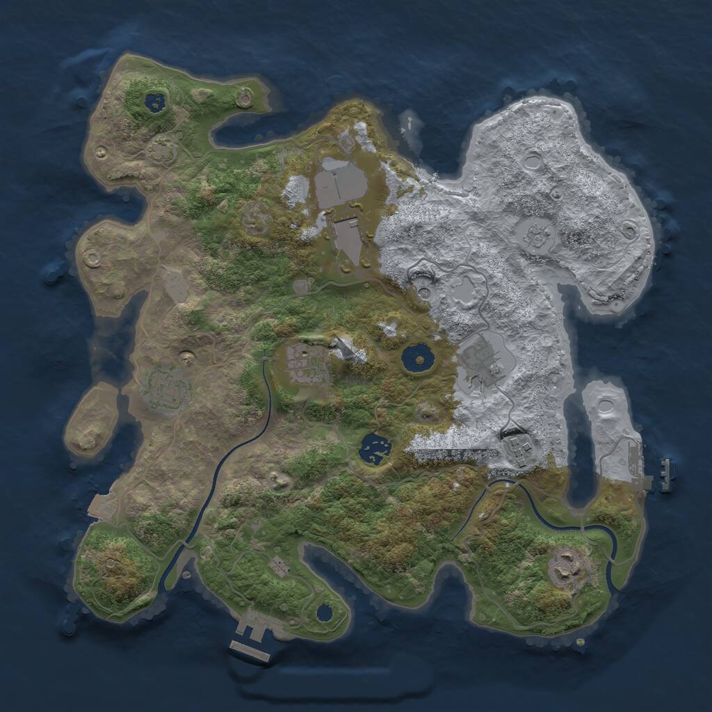 Rust Map: Procedural Map, Size: 3500, Seed: 827550657, 13 Monuments
