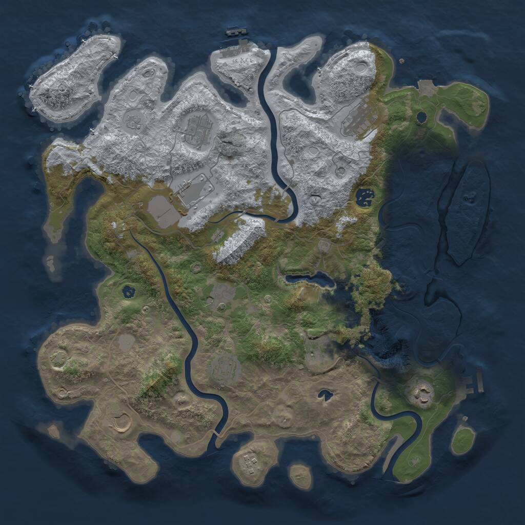 Rust Map: Procedural Map, Size: 4111, Seed: 1234, 16 Monuments