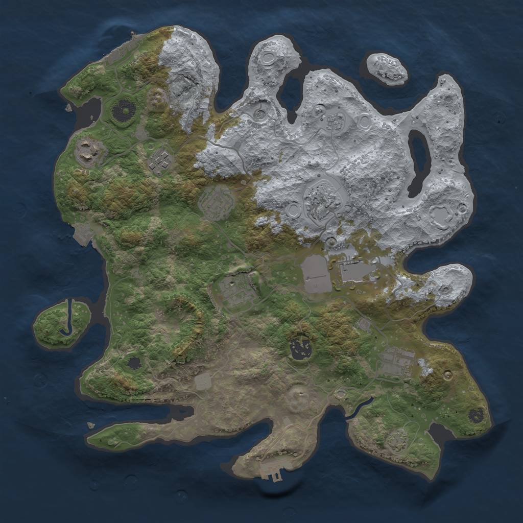 Rust Map: Procedural Map, Size: 3500, Seed: 1372108376, 16 Monuments