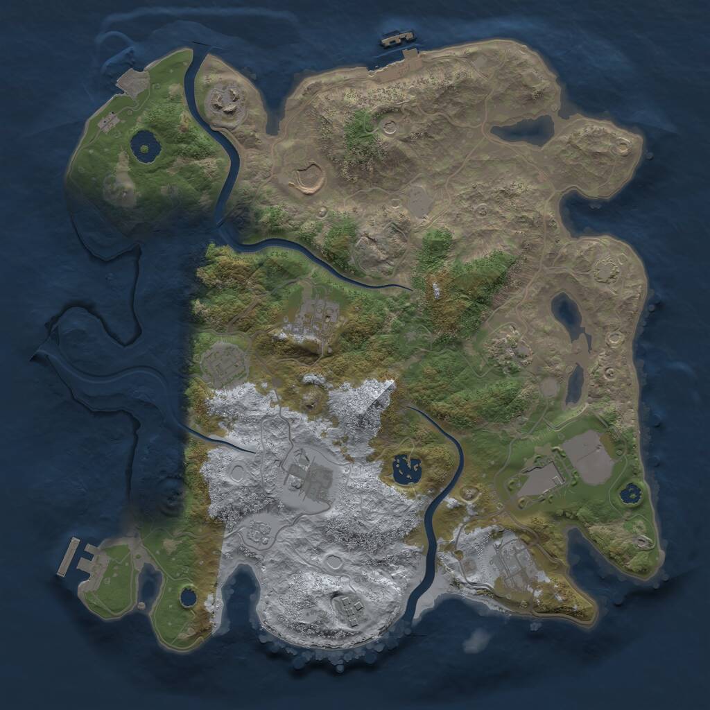 Rust Map: Procedural Map, Size: 3500, Seed: 1046587472, 16 Monuments