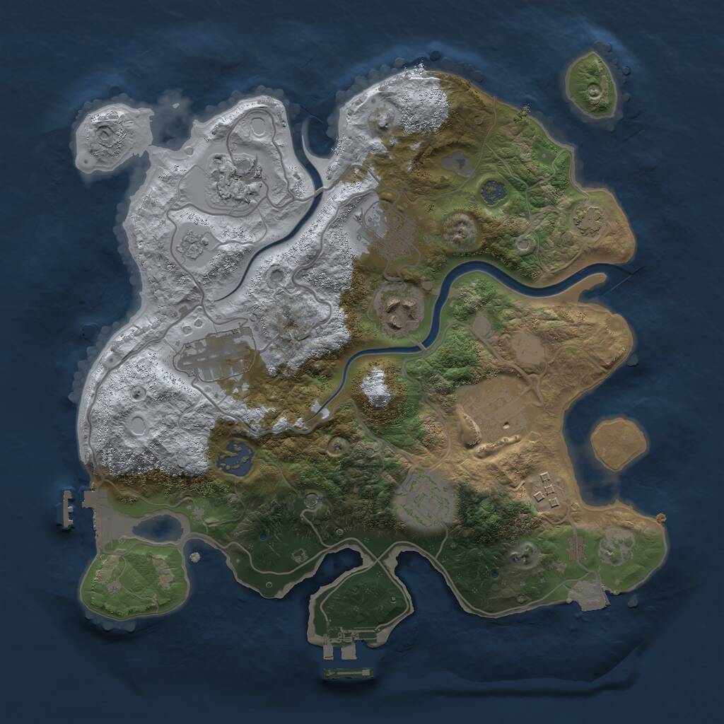Rust Map: Procedural Map, Size: 3000, Seed: 1177078331, 16 Monuments