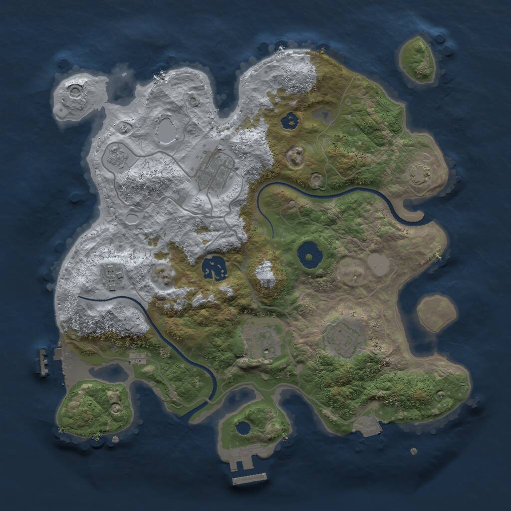 Rust Map: Procedural Map, Size: 3000, Seed: 1177078331, 10 Monuments
