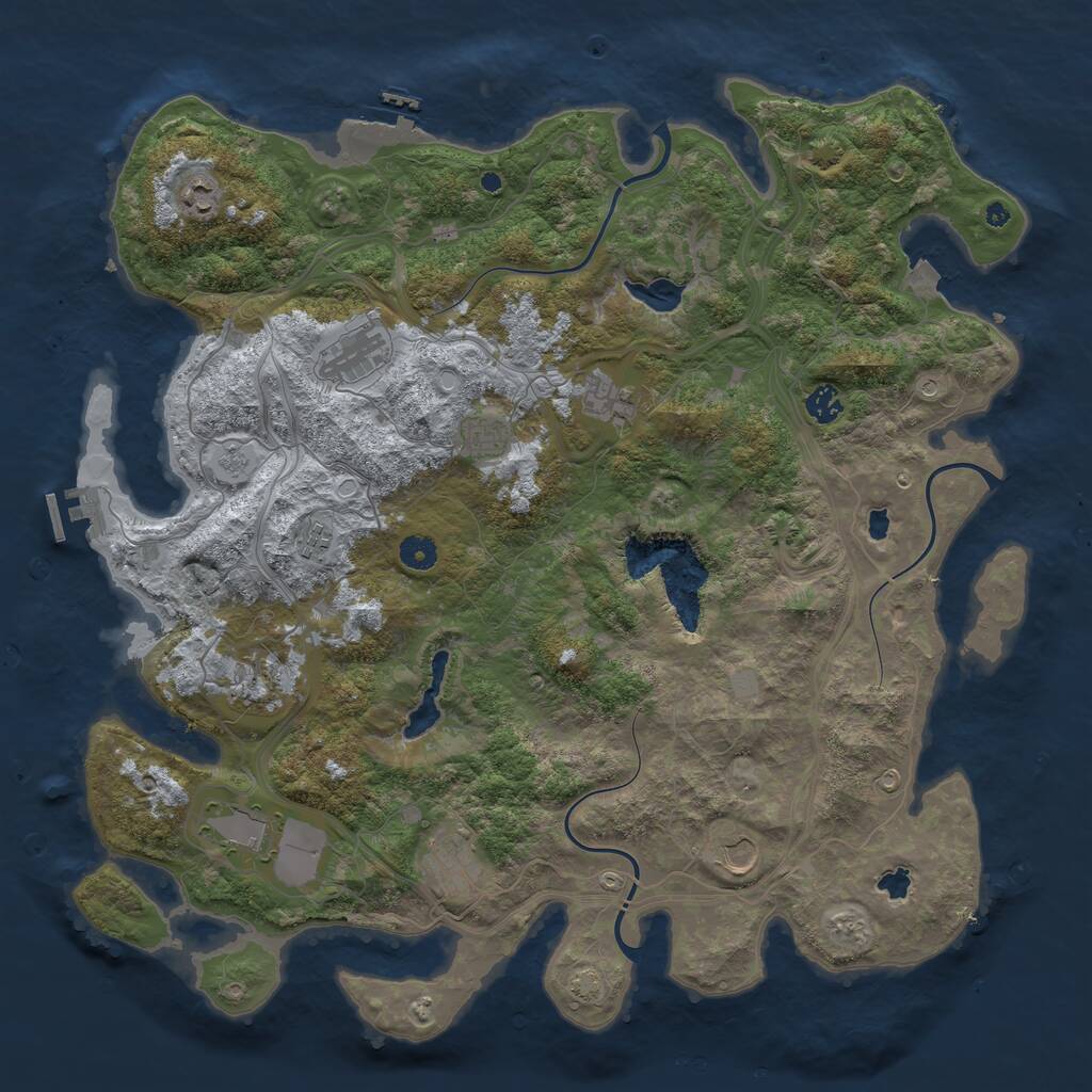 Rust Map: Procedural Map, Size: 4500, Seed: 355669481, 16 Monuments