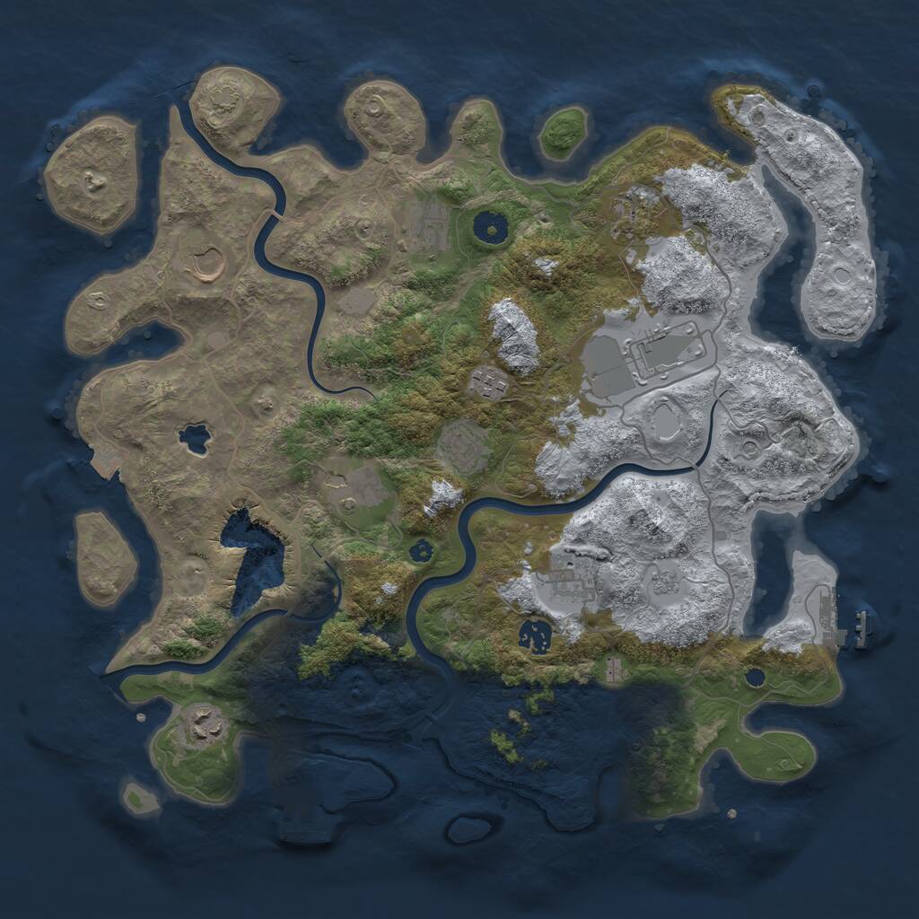 Rust Map: Procedural Map, Size: 4000, Seed: 586248, 16 Monuments