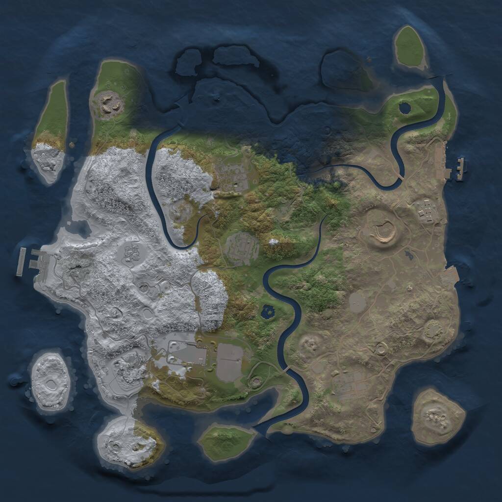 Rust Map: Procedural Map, Size: 3500, Seed: 611313391, 14 Monuments