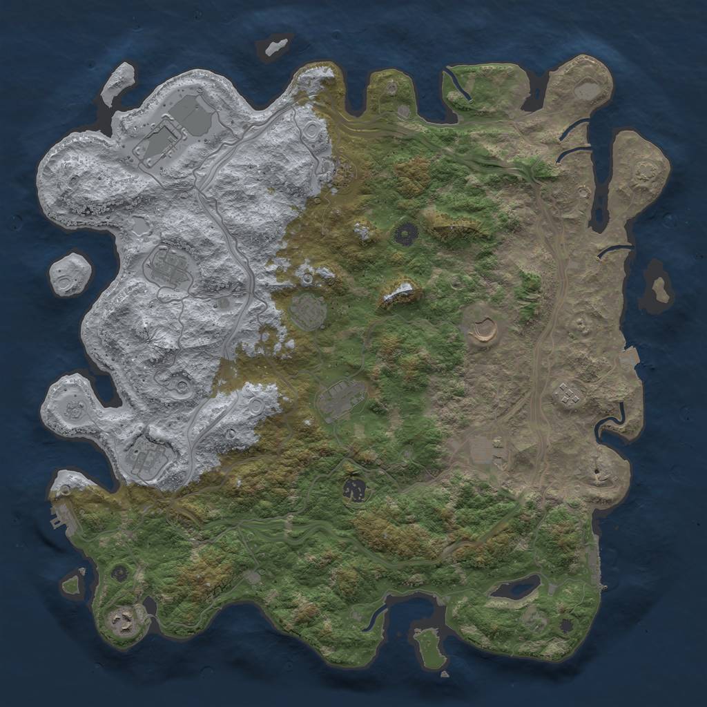 Rust Map: Procedural Map, Size: 4500, Seed: 222582116, 19 Monuments