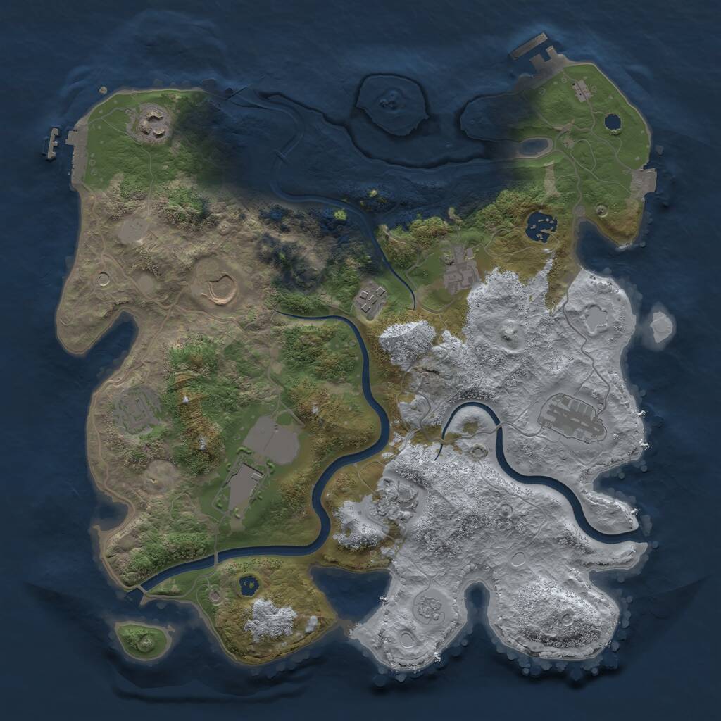 Rust Map: Procedural Map, Size: 3600, Seed: 1445290222, 15 Monuments