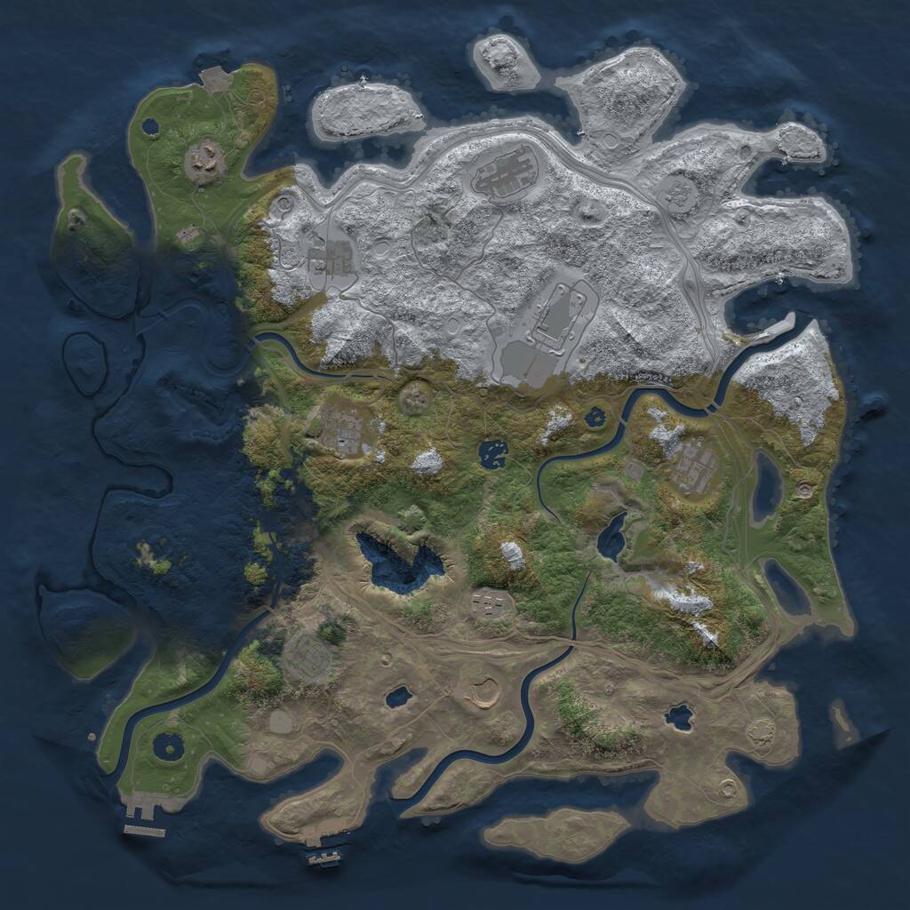 Rust Map: Procedural Map, Size: 4500, Seed: 151067495, 16 Monuments