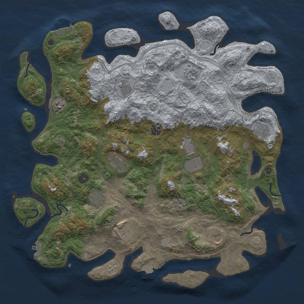 Rust Map: Procedural Map, Size: 4500, Seed: 151067495, 19 Monuments