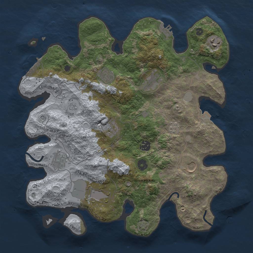 Rust Map: Procedural Map, Size: 3500, Seed: 250034147, 17 Monuments