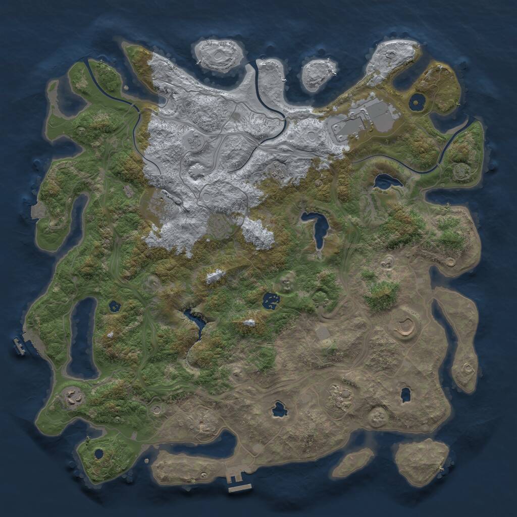 Rust Map: Procedural Map, Size: 4500, Seed: 1844345973, 14 Monuments