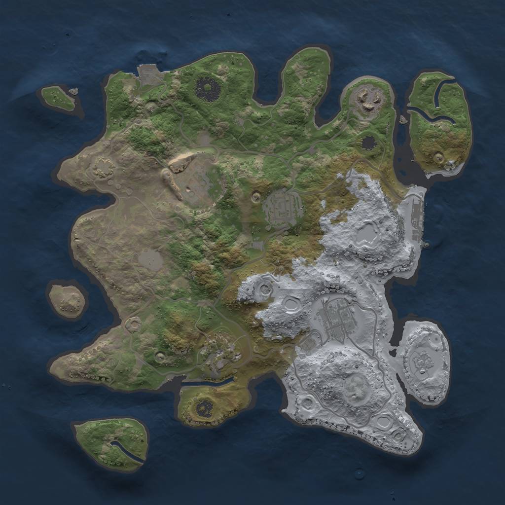 Rust Map: Procedural Map, Size: 3000, Seed: 536198, 12 Monuments