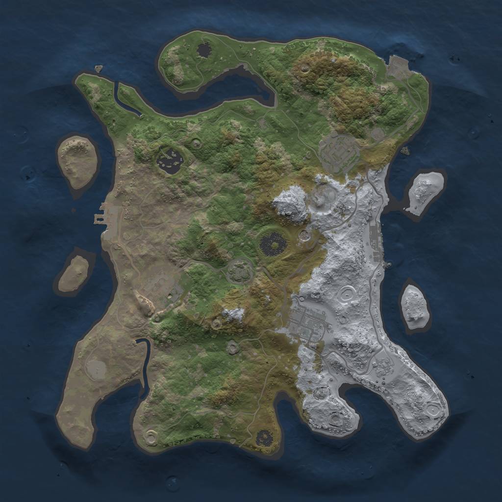 Rust Map: Procedural Map, Size: 3000, Seed: 14824, 12 Monuments