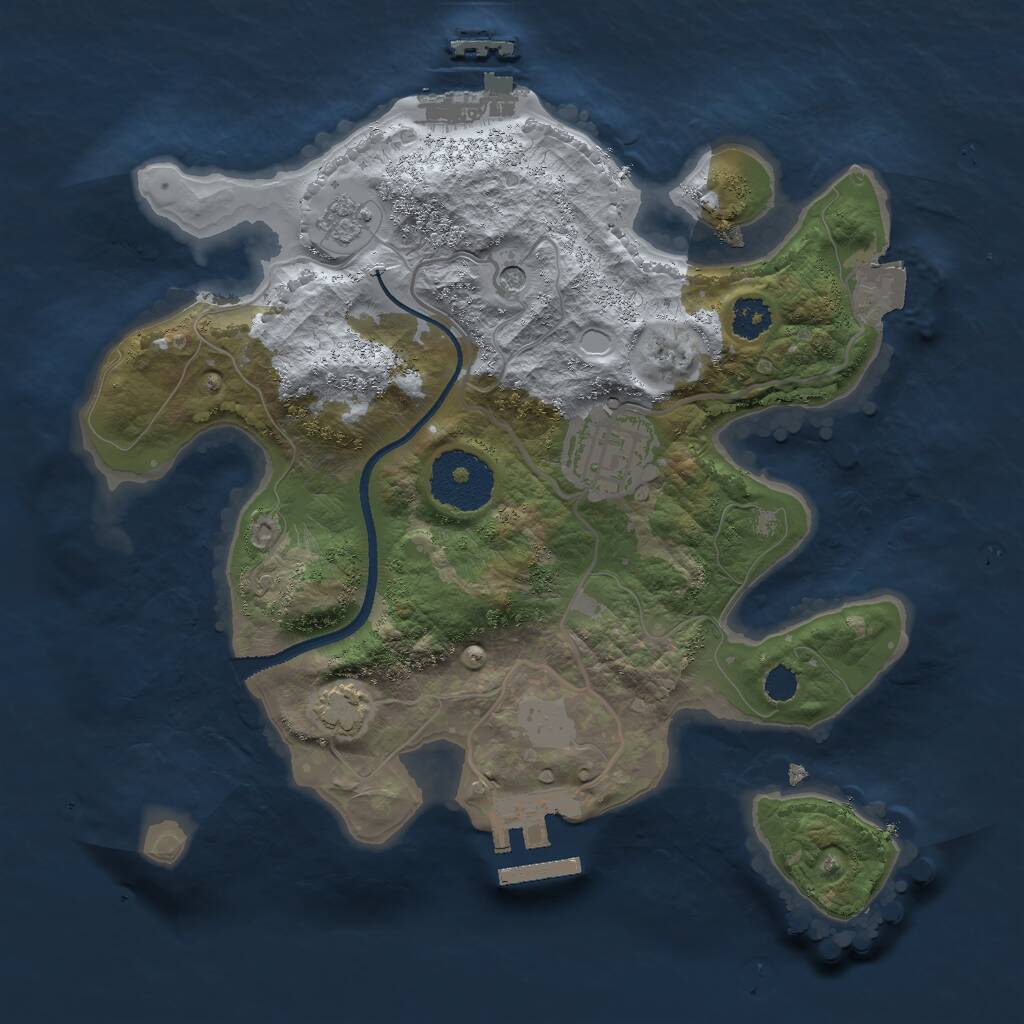 Rust Map: Procedural Map, Size: 2500, Seed: 2143475731, 7 Monuments