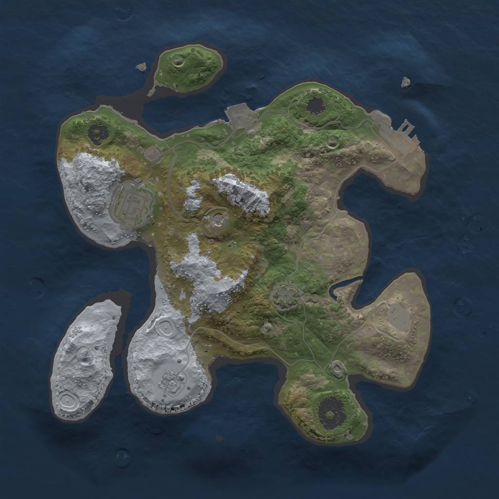 Rust Map: Procedural Map, Size: 2500, Seed: 273416, 8 Monuments