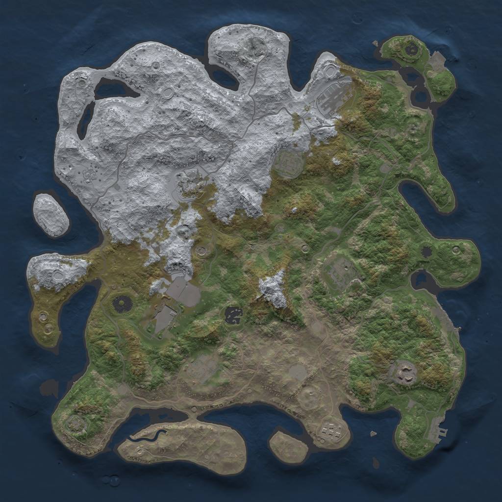 Rust Map: Procedural Map, Size: 4050, Seed: 1971773883, 17 Monuments