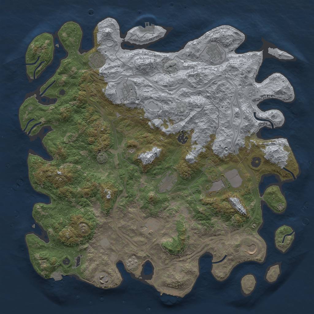 Rust Map: Procedural Map, Size: 4500, Seed: 873430116, 18 Monuments