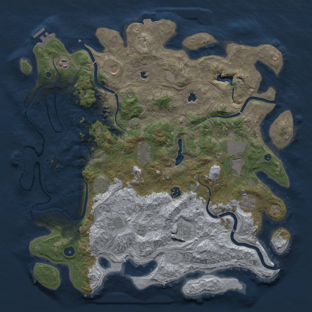 Rust Map: Procedural Map, Size: 4500, Seed: 1146829452, 16 Monuments
