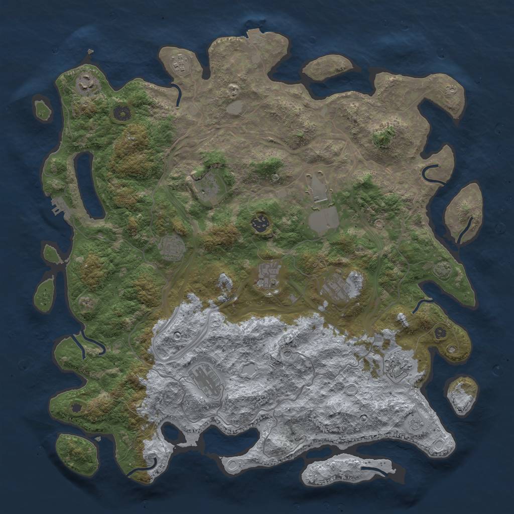 Rust Map: Procedural Map, Size: 4500, Seed: 1146829452, 17 Monuments