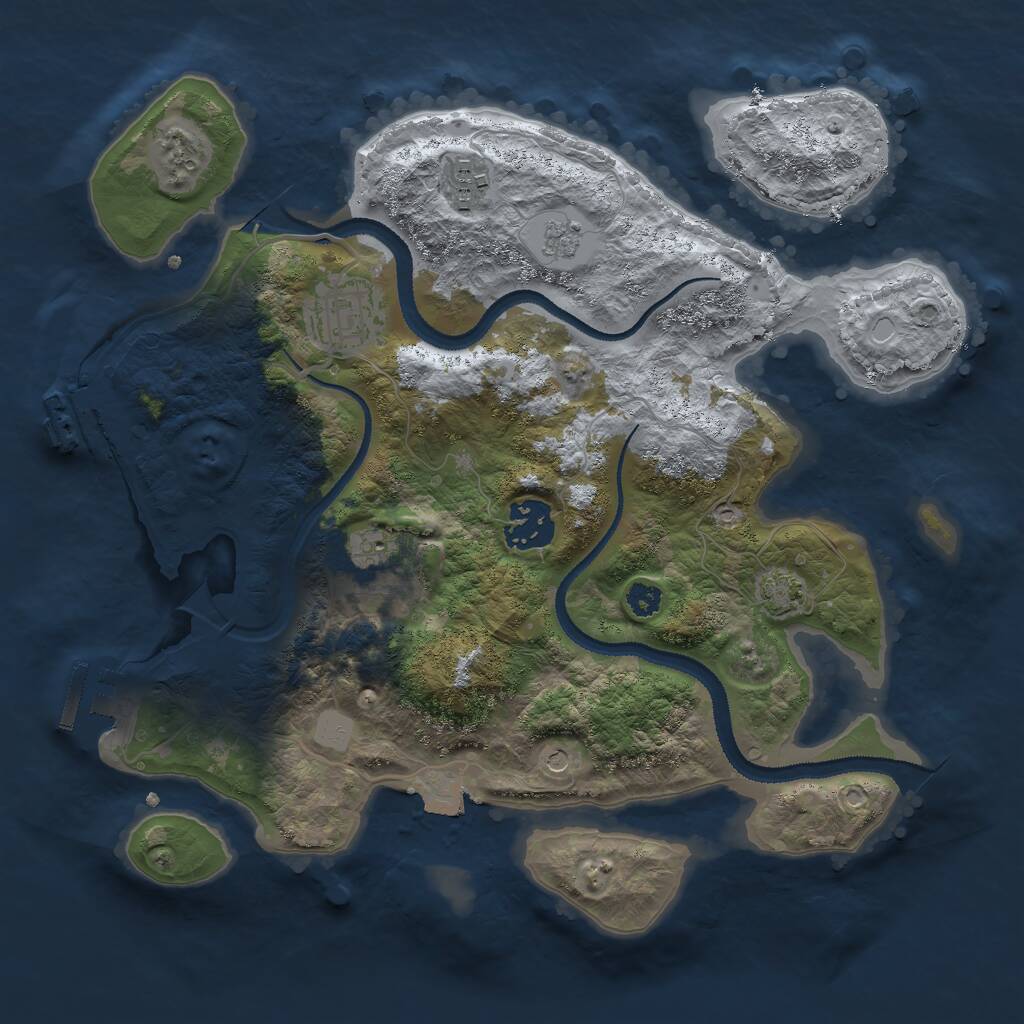 Rust Map: Procedural Map, Size: 3000, Seed: 62266, 10 Monuments