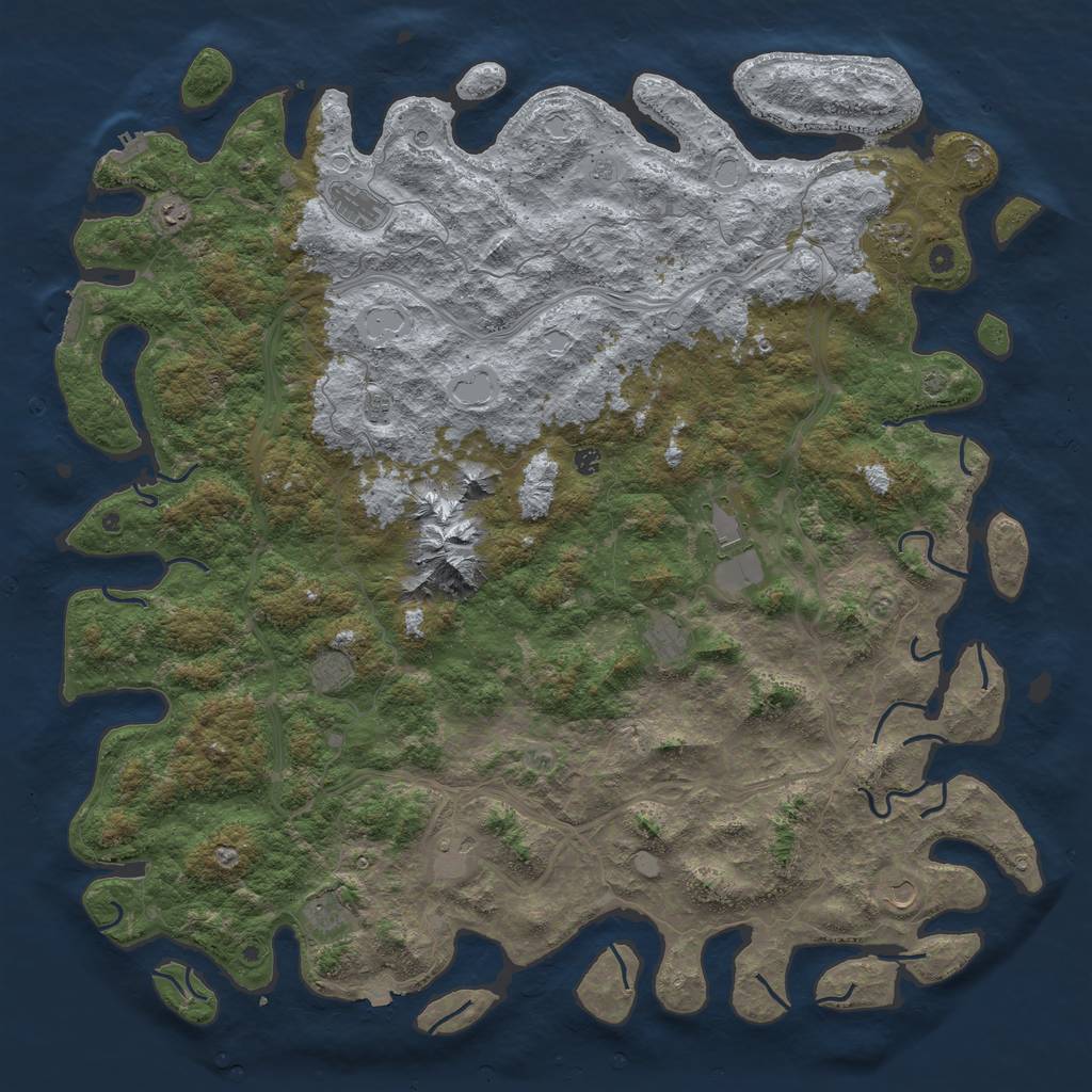 Rust Map: Procedural Map, Size: 6000, Seed: 172484435, 19 Monuments