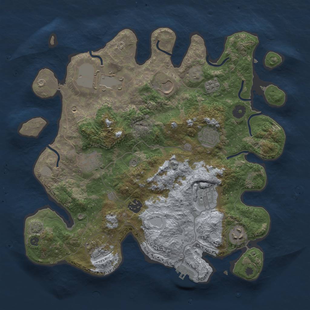 Rust Map: Procedural Map, Size: 3500, Seed: 31231233, 16 Monuments