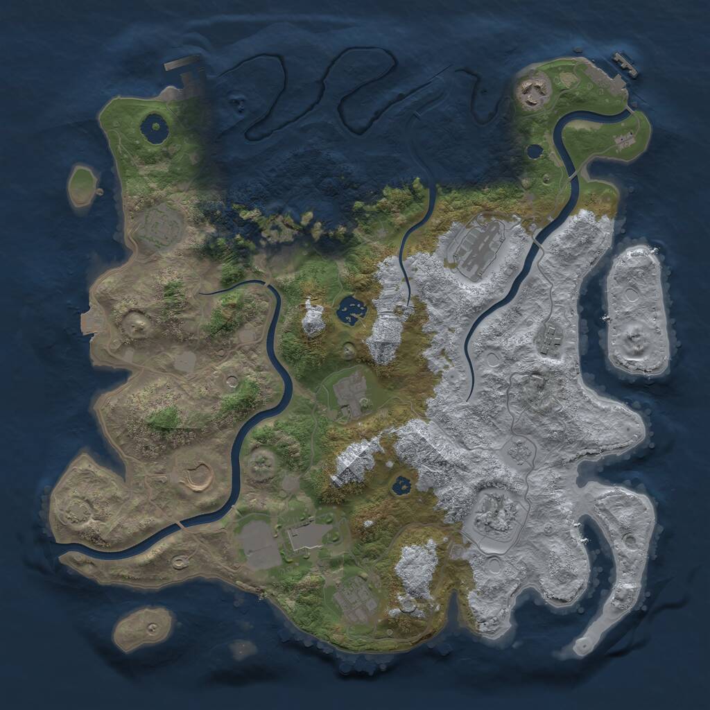 Rust Map: Procedural Map, Size: 3800, Seed: 803983747, 17 Monuments