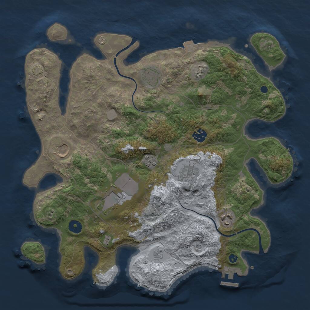 Rust Map: Procedural Map, Size: 3500, Seed: 1401179969, 12 Monuments