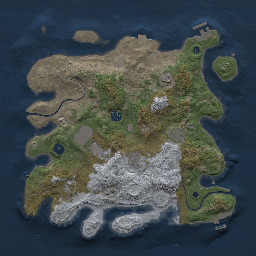 Rust Map: Procedural Map, Size: 3500, Seed: 60424740, 12 Monuments