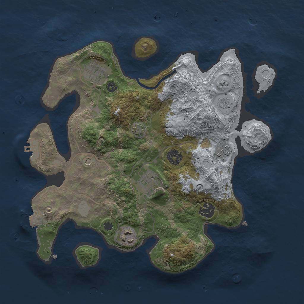 Rust Map: Procedural Map, Size: 3000, Seed: 394514260, 12 Monuments