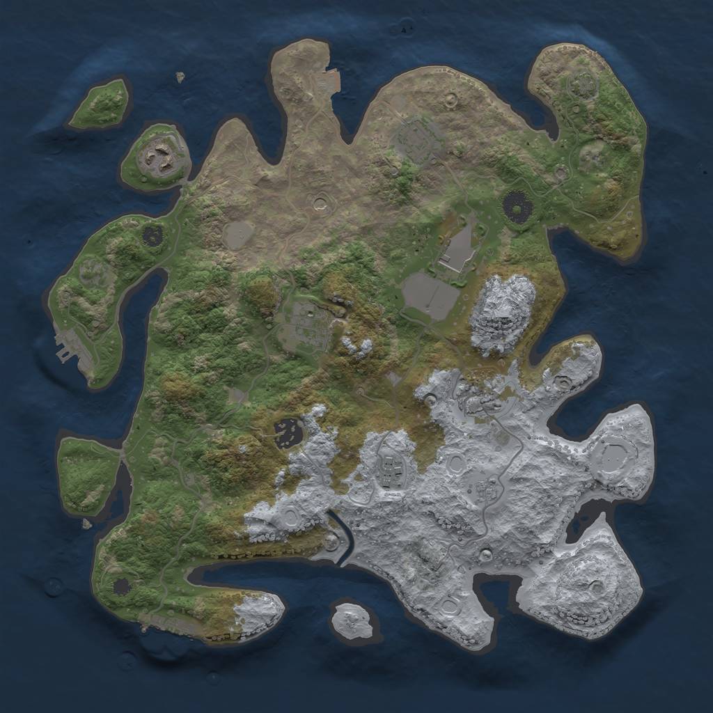 Rust Map: Procedural Map, Size: 3500, Seed: 19908584, 15 Monuments