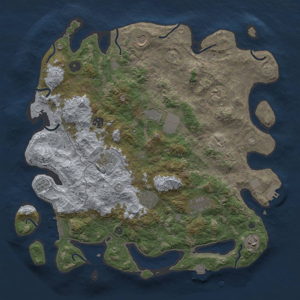 Rust Map: Procedural Map, Size: 4000, Seed: 1332062666, 17 Monuments
