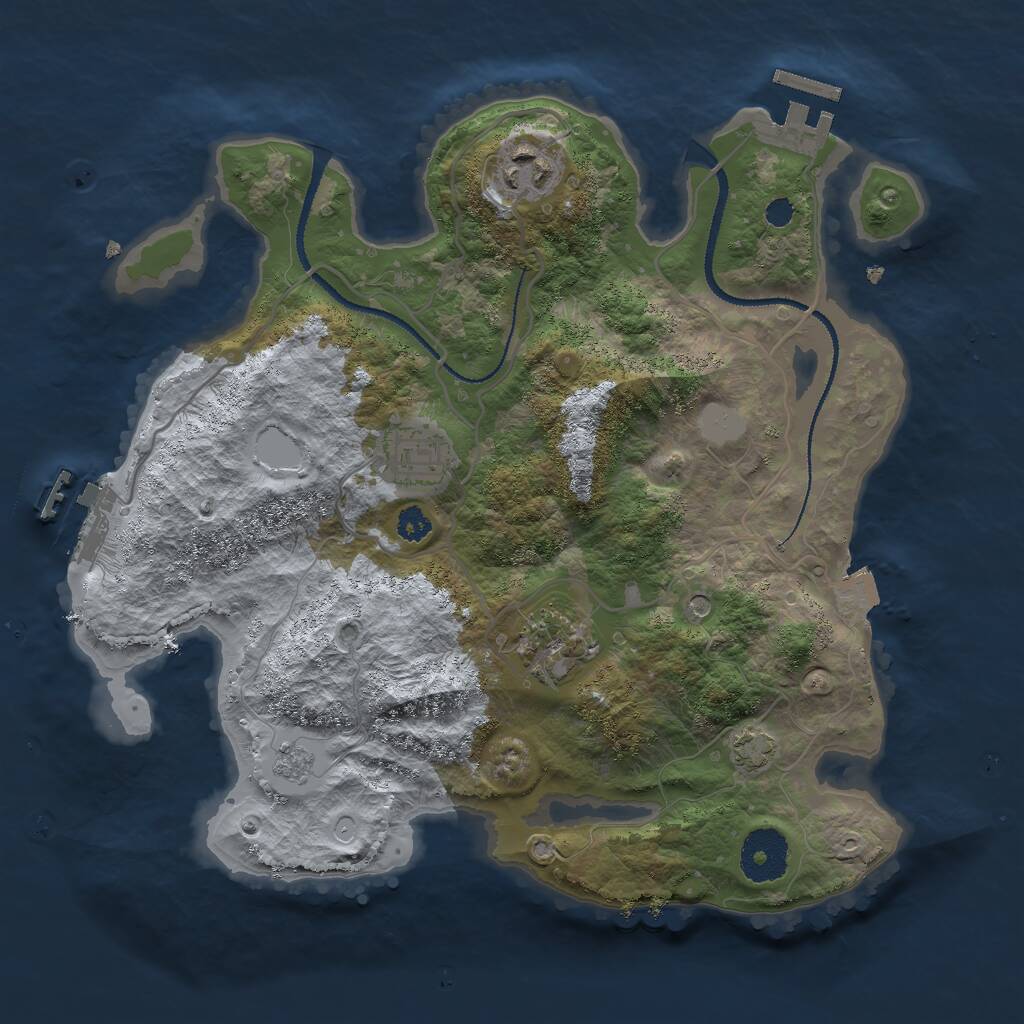 Rust Map: Procedural Map, Size: 3000, Seed: 22355, 9 Monuments