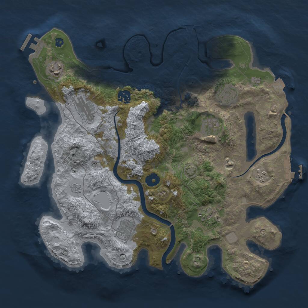 Rust Map: Procedural Map, Size: 3400, Seed: 25412423, 14 Monuments