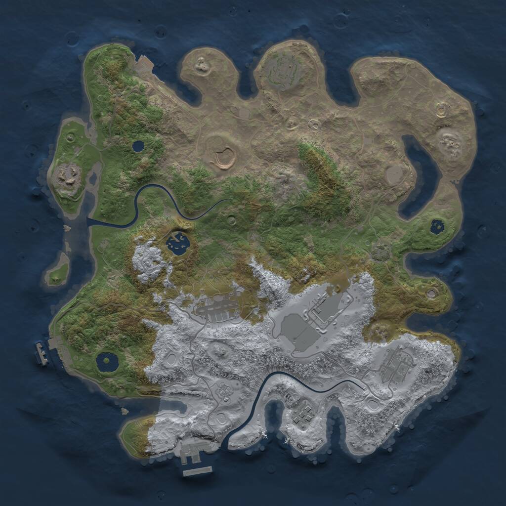 Rust Map: Procedural Map, Size: 3500, Seed: 1861153081, 13 Monuments